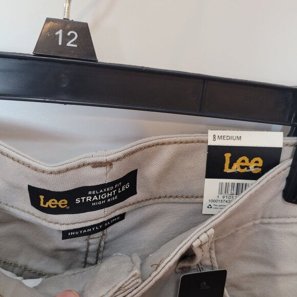 Lee Relaxed Fit Straight Leg High Rise Pants Beige Size 8 Medium New With Tags - Picture 3 of 9